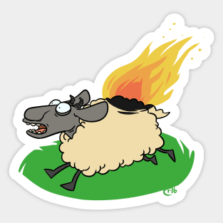 Flaming Sheep (White) Sticker